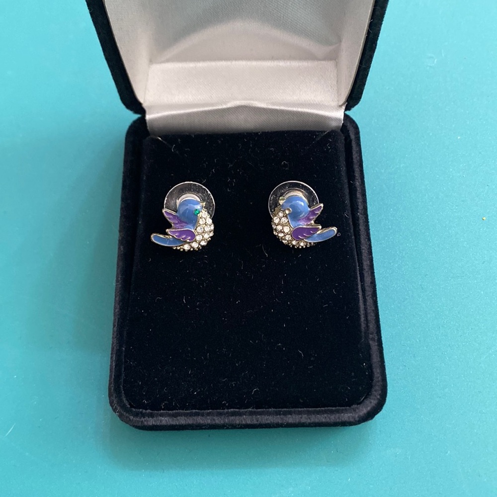 Tiny Blue Bird Stud